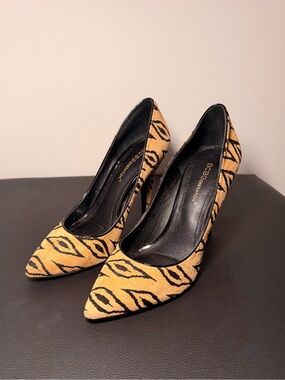 BCBGeneration Tiger Print Leather Pointed Toe Pumps